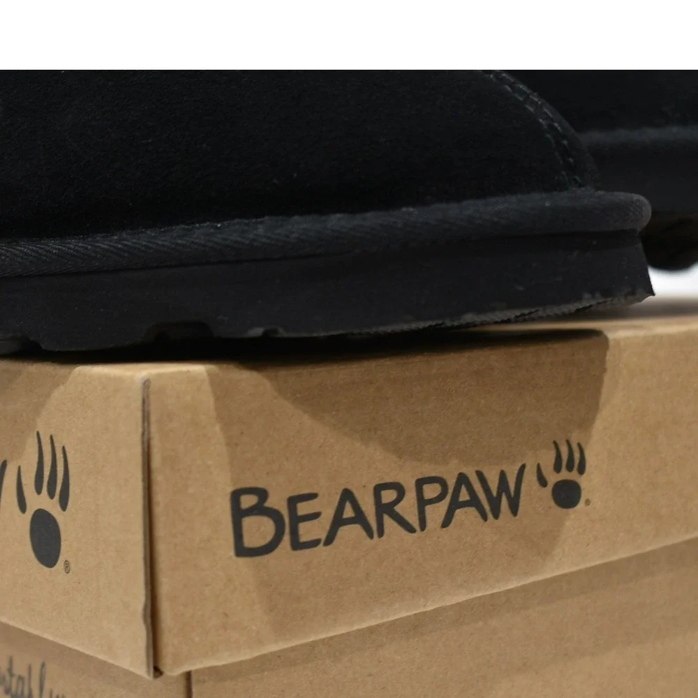 Bearpaw Tabitha Youth Slippers Size 5 Black Gray Chevron 2973Y NIB